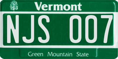 VT license plate NJS007
