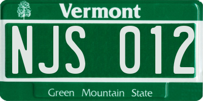 VT license plate NJS012