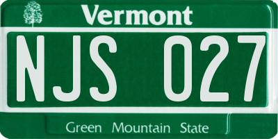 VT license plate NJS027