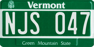 VT license plate NJS047
