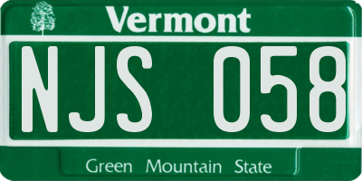 VT license plate NJS058