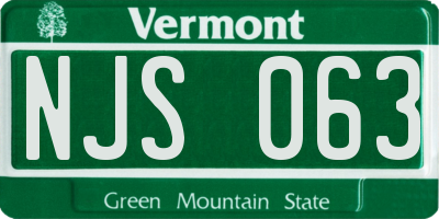 VT license plate NJS063