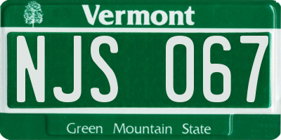 VT license plate NJS067