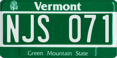 VT license plate NJS071