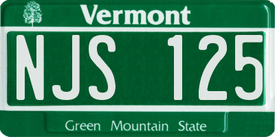 VT license plate NJS125