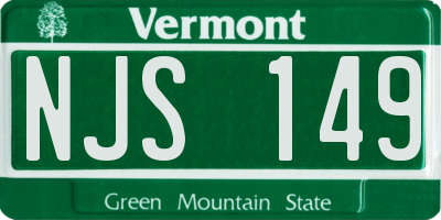 VT license plate NJS149