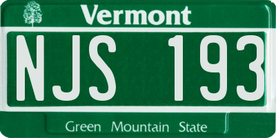 VT license plate NJS193