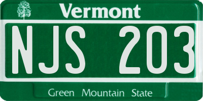 VT license plate NJS203