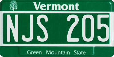 VT license plate NJS205