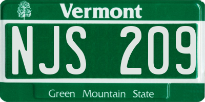 VT license plate NJS209