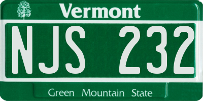 VT license plate NJS232