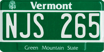 VT license plate NJS265