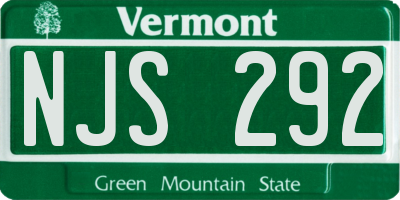 VT license plate NJS292