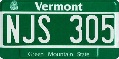 VT license plate NJS305