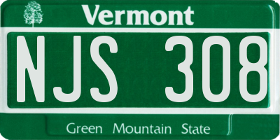 VT license plate NJS308