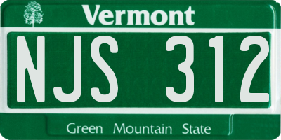 VT license plate NJS312