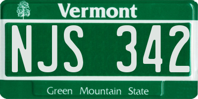 VT license plate NJS342