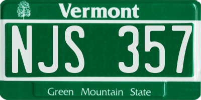 VT license plate NJS357