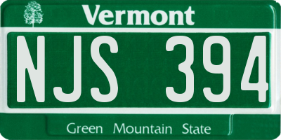 VT license plate NJS394