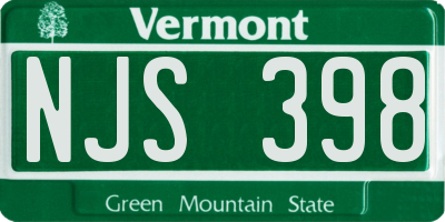 VT license plate NJS398