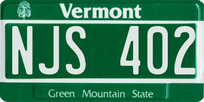 VT license plate NJS402