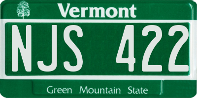 VT license plate NJS422
