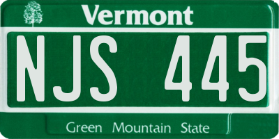VT license plate NJS445