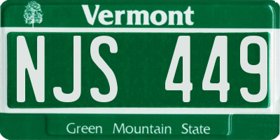 VT license plate NJS449