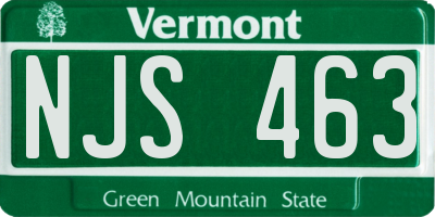 VT license plate NJS463