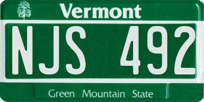 VT license plate NJS492