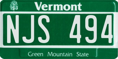 VT license plate NJS494