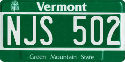VT license plate NJS502
