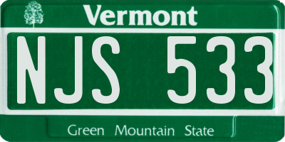 VT license plate NJS533