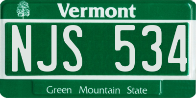 VT license plate NJS534
