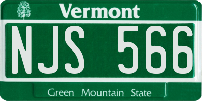 VT license plate NJS566