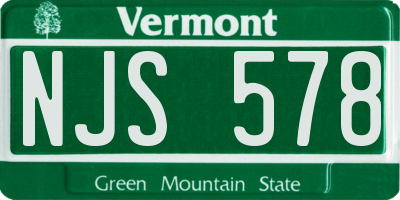 VT license plate NJS578