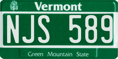 VT license plate NJS589