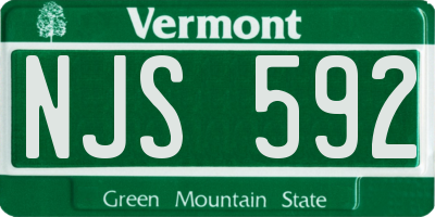 VT license plate NJS592