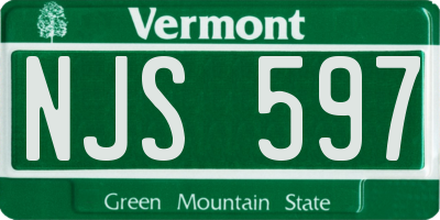 VT license plate NJS597