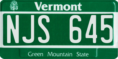VT license plate NJS645