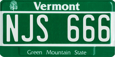 VT license plate NJS666
