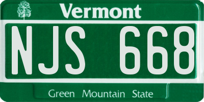 VT license plate NJS668