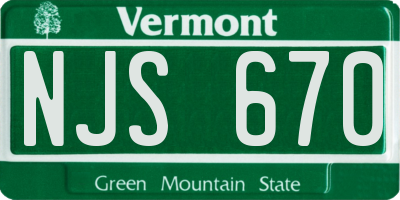 VT license plate NJS670