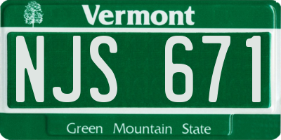 VT license plate NJS671