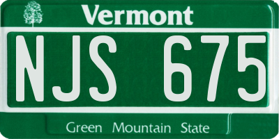 VT license plate NJS675