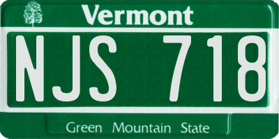 VT license plate NJS718
