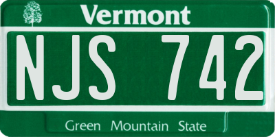 VT license plate NJS742