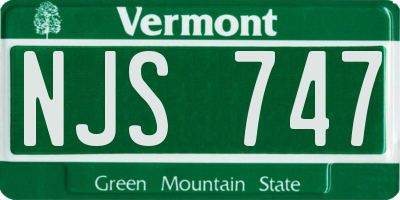 VT license plate NJS747