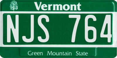 VT license plate NJS764
