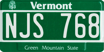 VT license plate NJS768
